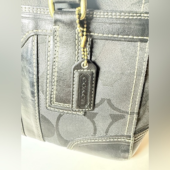 COACH Black Hampton Caryall Signature C Satchel Bag - Picture 3 of 12